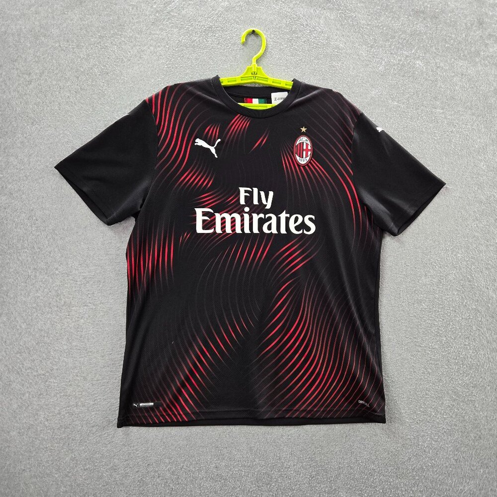AC Milan Men‎ Jersey XL Black Embroidered Puma Soccer 2019 Third Jersey Kit